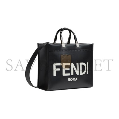 FENDI SUNSHINE MEDIUM BLACK LEATHER TOTE BAG 8BH386ABVLF1DG7 (35*31*17cm)